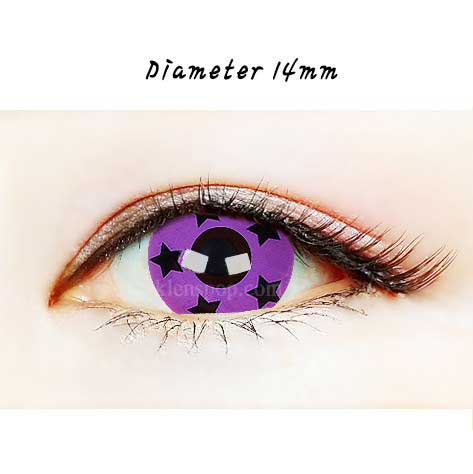 Close-up-Image-of-eye-018-Purple-Star-Halloween-Contact-Lenses
