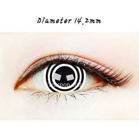 Close-up-Image-of-eye-SF-13-White-Black-Halloween-Contact-Lenses