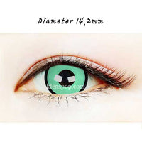Close-up-Image-of-eye-SF-35-Green-Halloween-Contact-Lenses