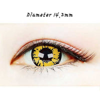 Close-up-Image-of-eye-SF-73-Yellow-Halloween-Contact-Lenses