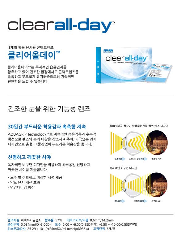 Clear All Day Monthly Contact Lenses (6Pcs)