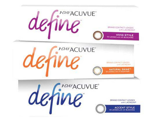 1 Day Acuvue New Define (90Pcs) / Natural Shine / Vivid Style / Accent Style Colored Contacts
