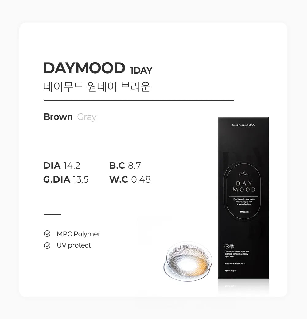 Daymood 1Day Brown (10pcs) Daily MPC LENS - product details