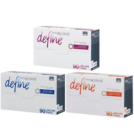 1 Day Acuvue New Define (90Pcs) / Natural Shine / Vivid Style / Accent Style Colored Contacts