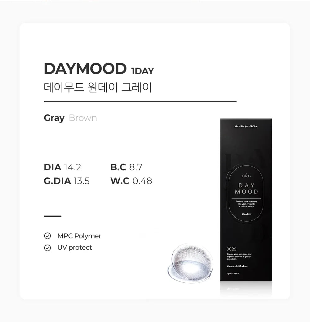 Daymood 1Day Gray (10pcs) Daily MPC LENS - product details