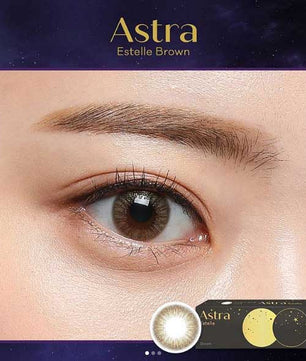 Close-up-Image-of-an-eye-wearing-Astra-Estelle-1Day-Brown-30pcs-Multicolor-Pearl-Lens-Colored-Contacts