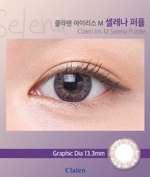 Close-up-Image-of-an-eye-wearing-Clalen-Iris-M-3303-Selena-Purple-2pcs-Monthly-Colored-Contacts
