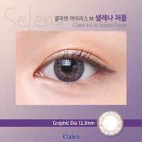 Close-up-Image-of-an-eye-wearing-Clalen-Iris-M-3303-Selena-Purple-2pcs-Monthly-Colored-Contacts