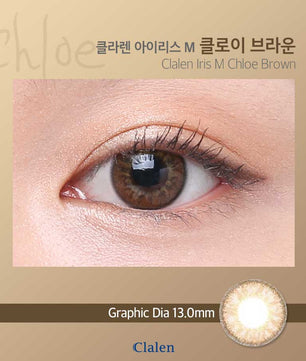 Close-up-Image-of-an-eye-wearing-Clalen-Iris-M-Chloe-Brown-2pcs-Colored-Contacts