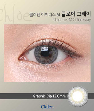 Close-up-Image-of-an-eye-wearing-Clalen-Iris-M-Chloe-Grey-2pcs-Colored-Contacts