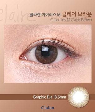 Close-up-Image-of-an-eye-wearing-Clalen-Iris-M-Claire-Brown-2pcs-Colored-Contacts