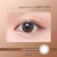 Close-up-Image-of-an-eye-wearing-Clalen-Iris-M-Claire-Brown-2pcs-Colored-Contacts