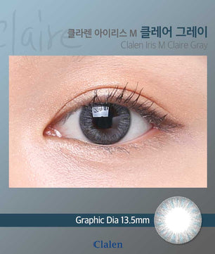 Close-up-Image-of-an-eye-wearing-Clalen-Iris-M-Claire-Grey-2pcs-Colored-Contacts