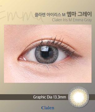 Close-up-Image-of-an-eye-wearing-Clalen-Iris-M-Emma-Grey-2pcs-Colored-Contacts