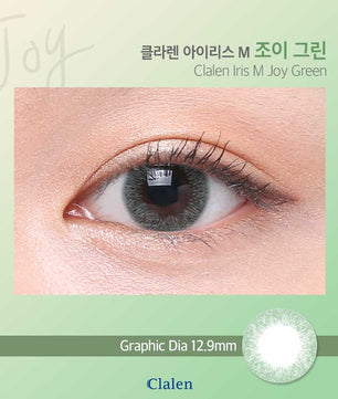 Close-up-Image-of-an-eye-wearing-Clalen-Iris-M-Joy-Green-2pcs-Colored-Contacts