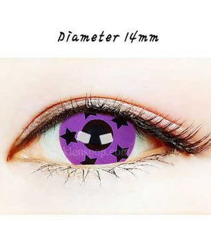 Close-up-Image-of-eye-018-Purple-Star-Halloween-Contact-Lenses