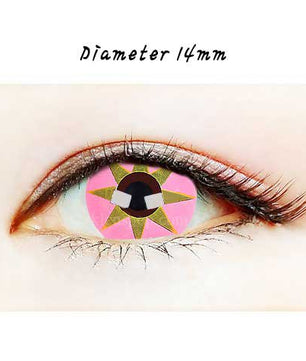 Close-up-Image-of-eye-038-Pink-Star-Halloween-Contact-Lenses