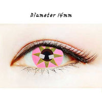 Close-up-Image-of-eye-038-Pink-Star-Halloween-Contact-Lenses