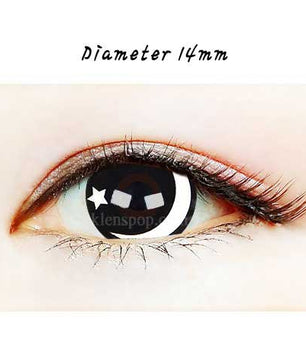 Close-up-Image-of-eye-074-White-Moon-And-Star-Halloween-Contact-Lenses