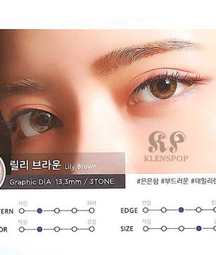 Close-up-Image-of-eye-Clalen-Iris-M-Lily-Brown-2pcs-Monthly-Colored-Contacts