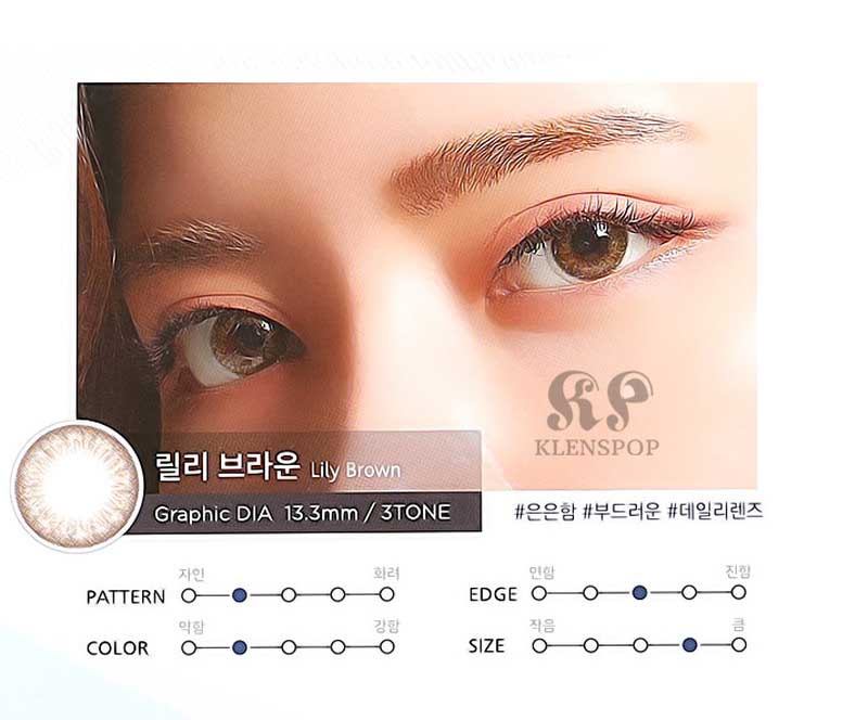 Close-up-Image-of-eye-Clalen-Iris-M-Lily-Brown-2pcs-Monthly-Colored-Contacts
