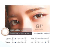 Close-up-Image-of-eye-Clalen-Iris-M-Lily-Brown-2pcs-Monthly-Colored-Contacts