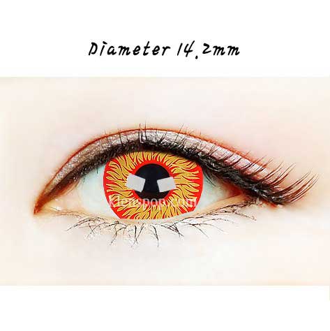 Close-up-Image-of-eye-SF-01-Yellow-Red-Halloween-Contact-Lenses