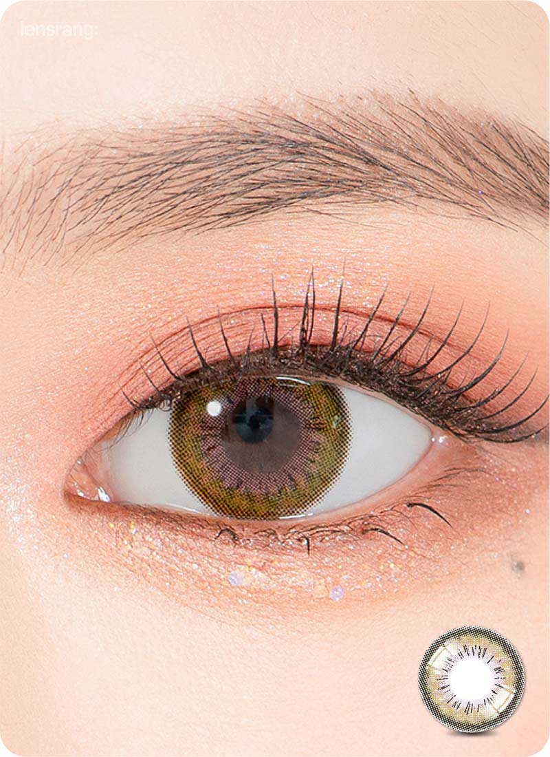 Close-up-Image-of-eye-Spell-Khaki-Green-2pcs-Monthly-Colored-Contacts