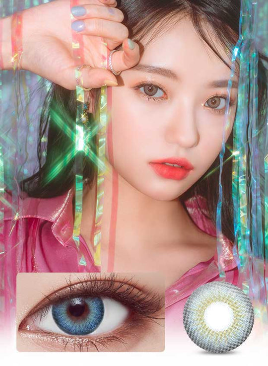 Blendy Blue (1Pcs) Monthly (Buy 1 Get 1 Free) (Silicone Hydrogel) Colored Contacts