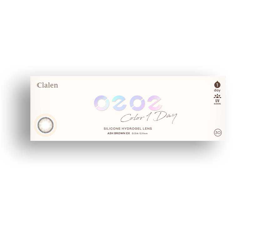 Main-Image-Clalen-O2O2-Color-1Day-Ash-Brown-EX-30pcs-Colored-Contacts