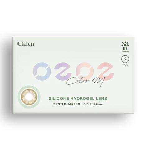 Clalen O2O2 Color M Mysti Kahki Green Ex (2Pcs) (Silicone Hyerogel) Monthly Colored Contacts