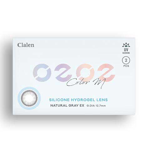 Clalen O2O2 Color M Natural Grey Ex (2Pcs) (Silicone Hyerogel) Monthly Colored Contacts
