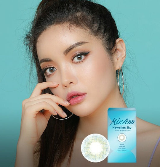Mix Ann Hawaiian Sky Aqua (2Pcs) Monthly ( Buy 1 Get 1 Free) (Silicone Hydrogel) Colored Contacts