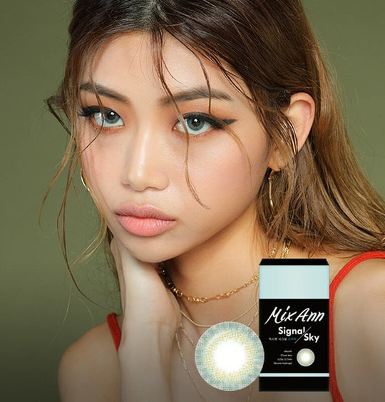 Mix Ann Signal Sky Aqua (2Pcs) Monthly ( Buy 1 Get 1 Free) (Silicone Hydrogel) Colored Contacts