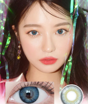 Blendy Blue (1Pcs) Monthly (Buy 1 Get 1 Free) (Silicone Hydrogel) Colored Contacts - official product photo