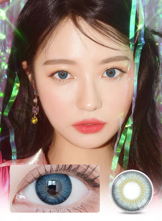 Blendy Blue (1Pcs) Monthly (Buy 1 Get 1 Free) (Silicone Hydrogel) Colored Contacts