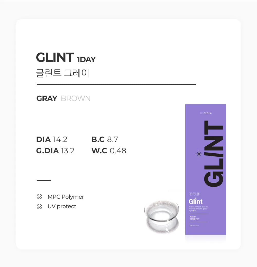 Glint 1Day Gray (10pcs) Daily MPC LENS - product details